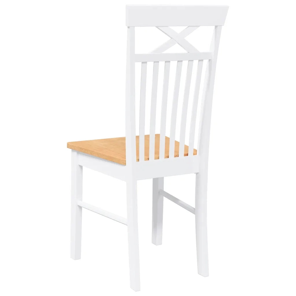 Sedie da Pranzo 2 pz Bianche in Legno Massello di Hevea 4102414