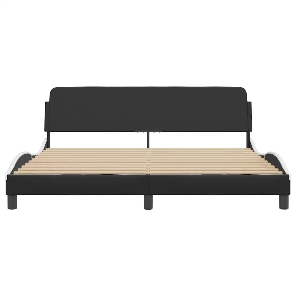 Struttura letto Dover in Similpelle Bianca e Nera 180x200 cm 373340