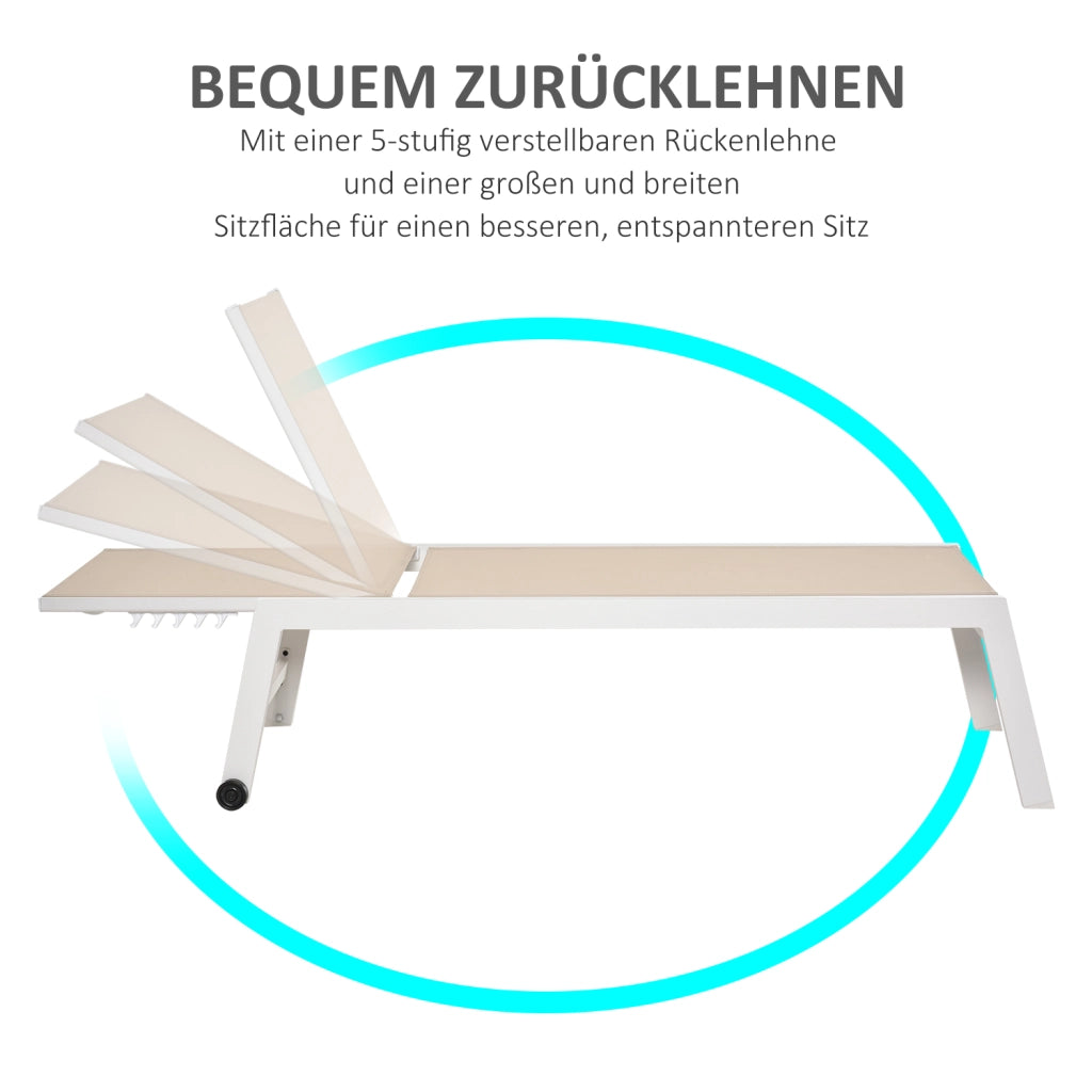Lettino da giardino reclinabile ¨C zephmum ¨C cremewei?, alluminio, 202x65x43 cm
