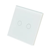 Interruttore doppio touch bianco 220V, spia luminosa, cornice in vetro 86x86x34mm