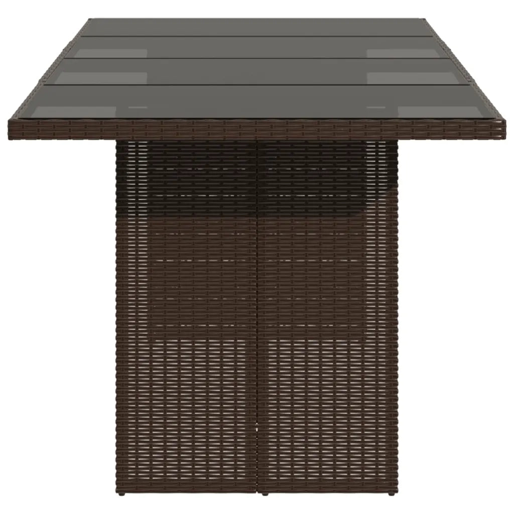 Tavolo Giardino Piano in Vetro Marrone 190x80x75cm Polyrattan