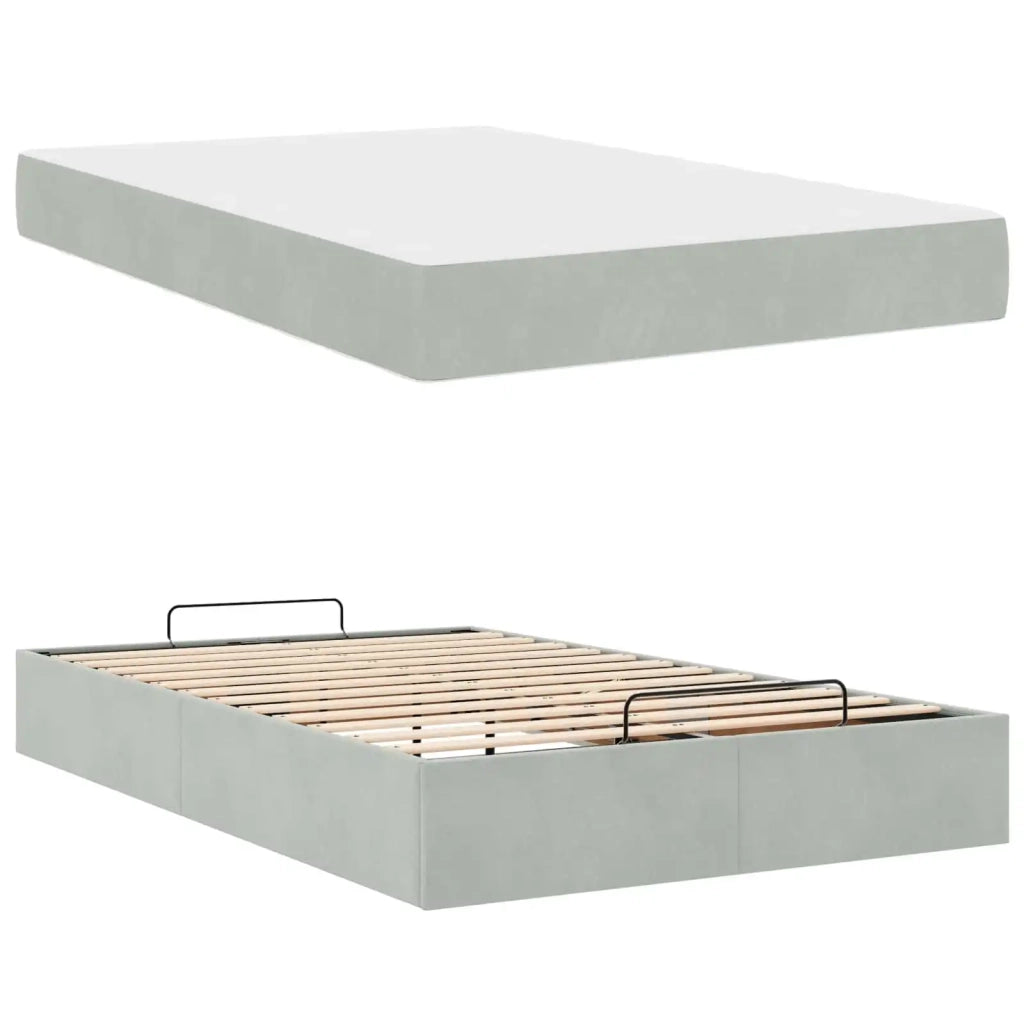 Struttura letto con materasso 2 pcs Grigio chiaro Velluto 3399558