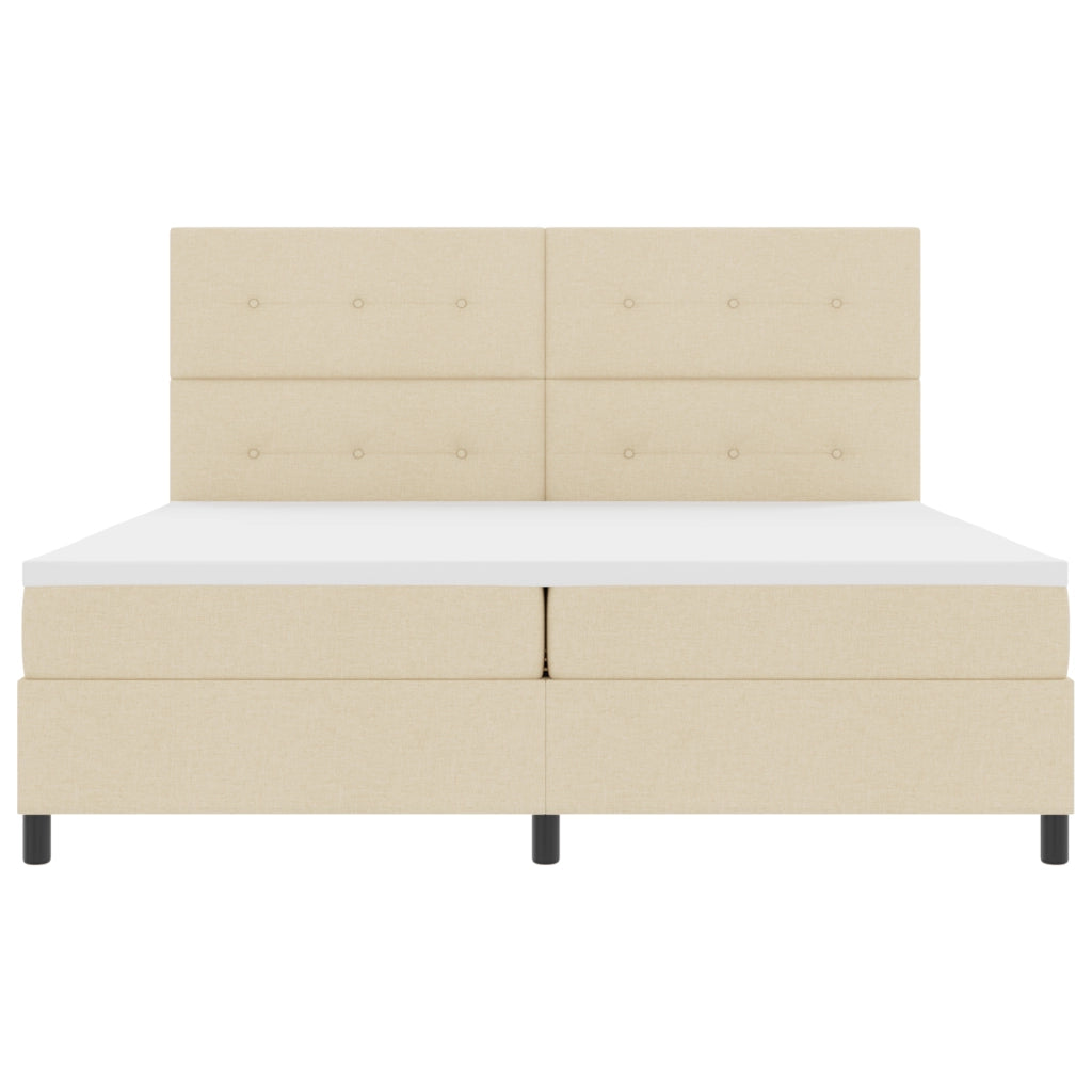 Letto a Box Spring con Materasso Crema 200x200 cm Tessuto