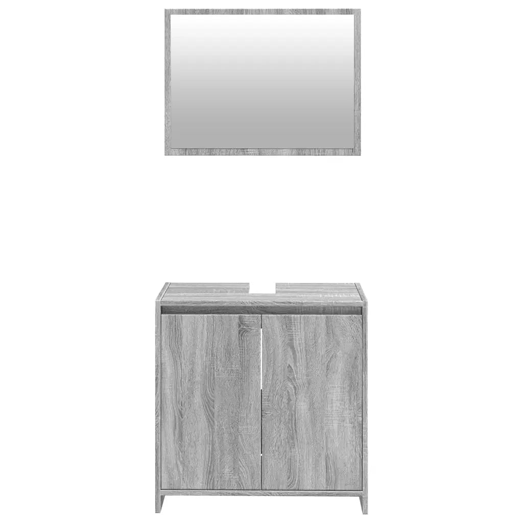 Set Mobili da Bagno | Armadio da bagno 2 pz Grigio Sonoma in Legno Multistrato