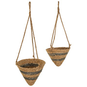 Cestini pensili in fibra naturale marrone d26x25h-d22x18h