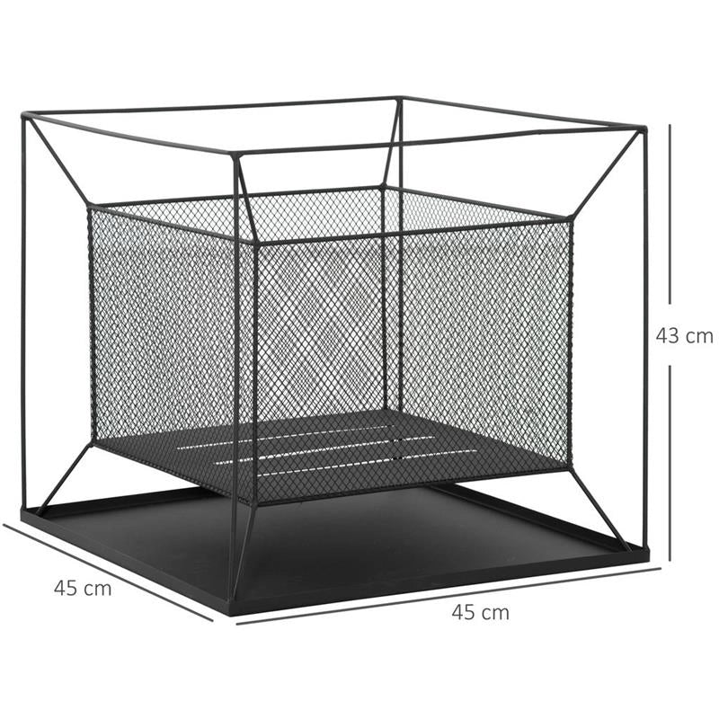 BRACIERE DA GIARDINO A LEGNA PORTATILE CON ATTIZZATOIO 45 X 45 X 43 CM NERO