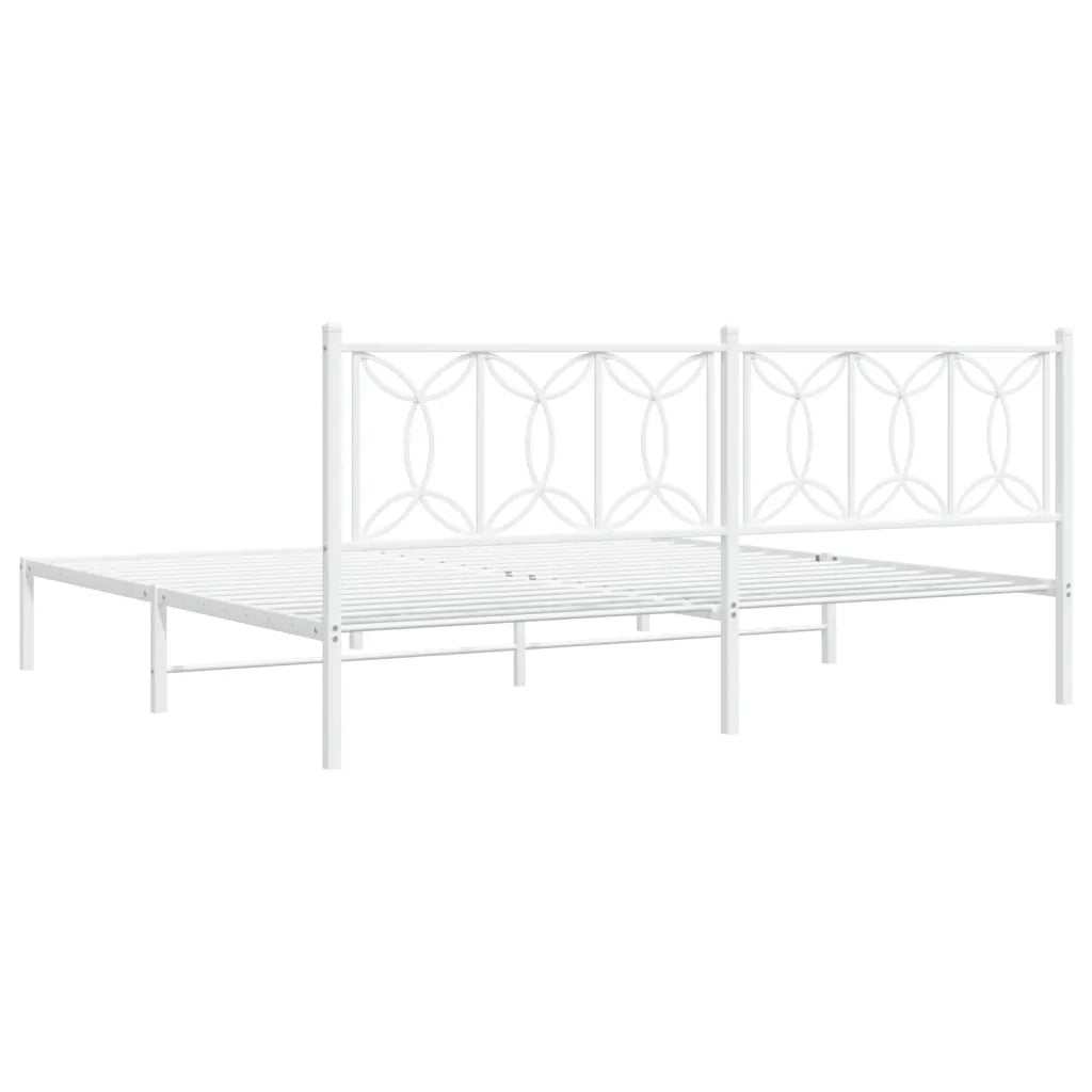 Giroletto con Testiera-Struttura Letto con testiera Metallo Bianco 193x203 cm 959545