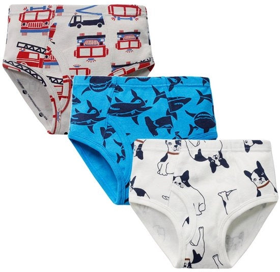 Set di 3 calzamaglie per bambini - shorts con stampa - biancheria di cotone - calzamaglie morbide per bambini - misura 120