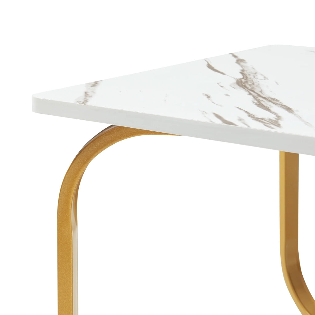 Tavolino/consolle 120 x 60 x 43 cm effetto marmo bianco e oro 03_0010808