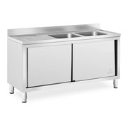 Lavello in acciaio inox con 2 vasche in acciaio inox - 400 x 400 x 250 mm professionale 14_0005016