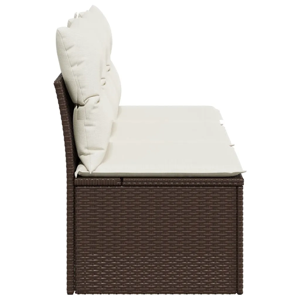 Divano da Giardino a 3 Posti con Cuscini-Sofa da Giardino-Divano da esterno in Polyrattan Marrone 924820
