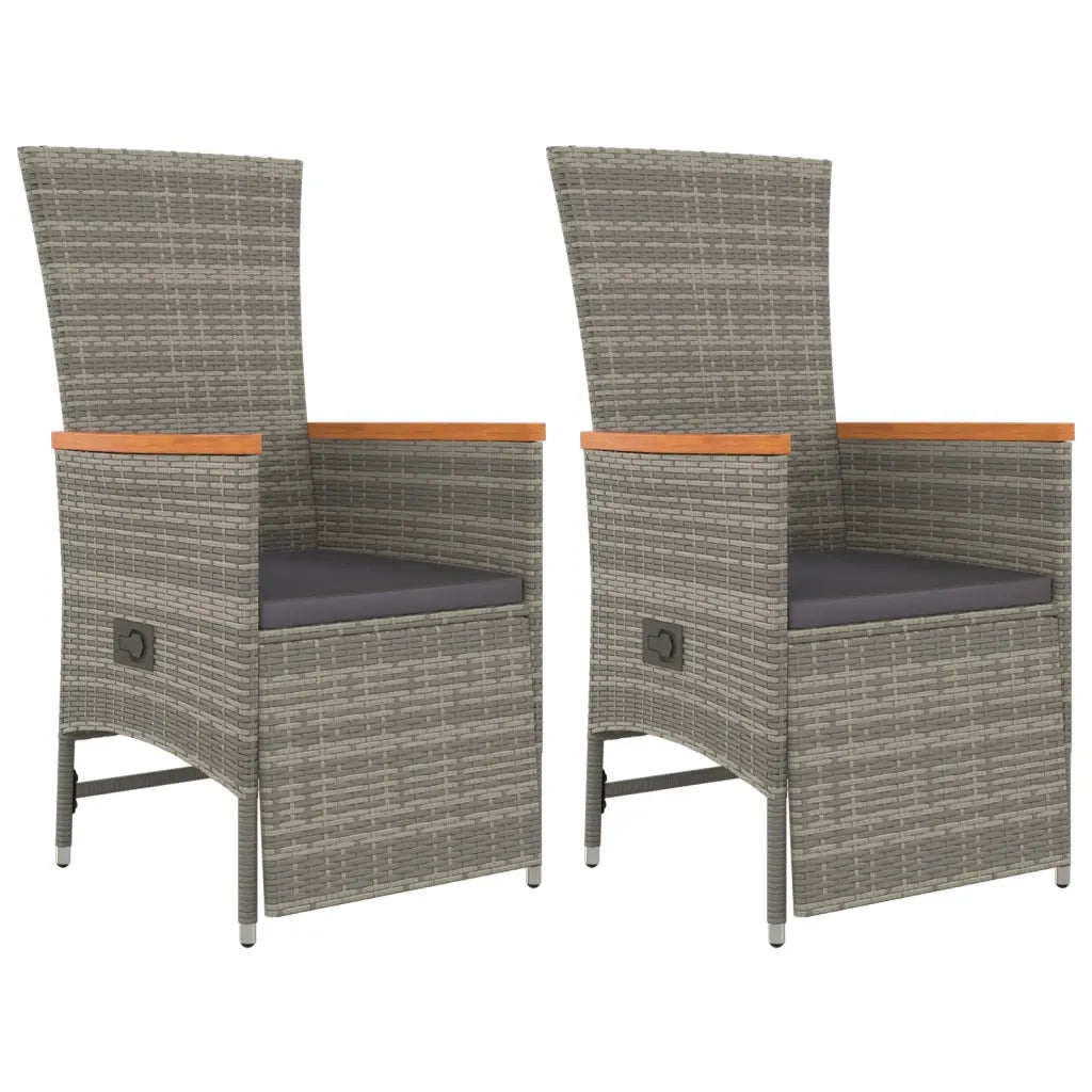 Set da Pranzo da Giardino 3 pz con Cuscini in Polyrattan Grigio 3157555