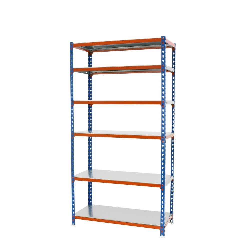 Scaffale in metallo Simon Rack senza viti colore blu/arancio/galvanizzato 6 ripiani 2500x800x500 mm Made in Spain