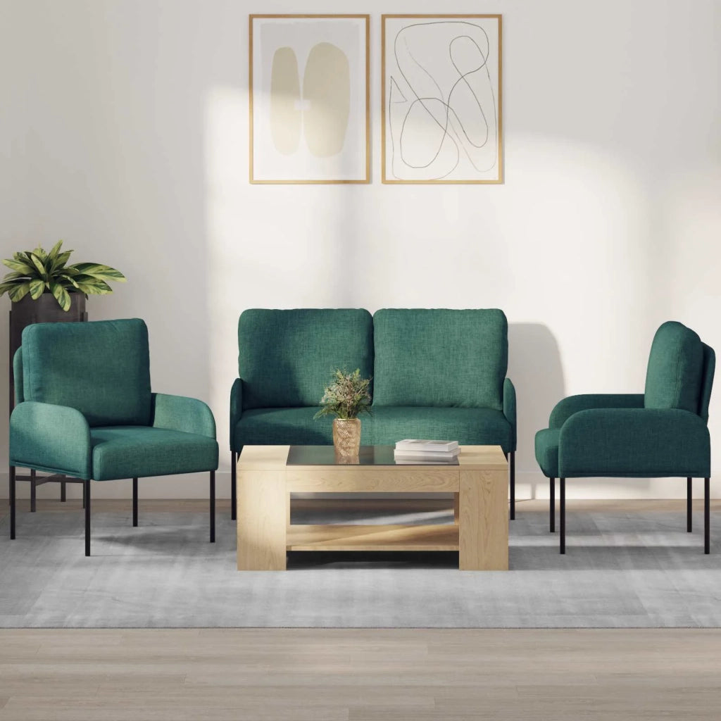 Set divani 3 pcs Verde Scuro 115 x 56 x 80 cm Legno compensato