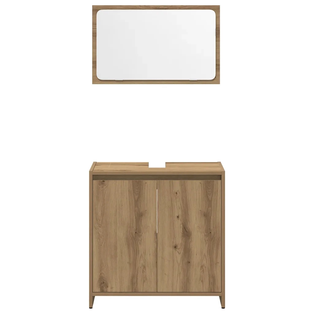 Set Mobili da Bagno 3 pz Rovere Artigianale Legno Multistrato 3328564