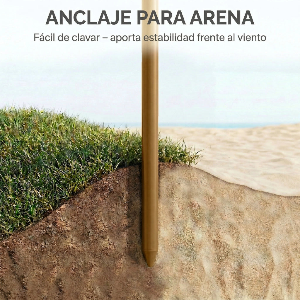 Ombrellone da Spiaggia con Frange in Paglia ?178 cm Regolabile UV50+ ¨C Xylo ¨C Beige Chiaro