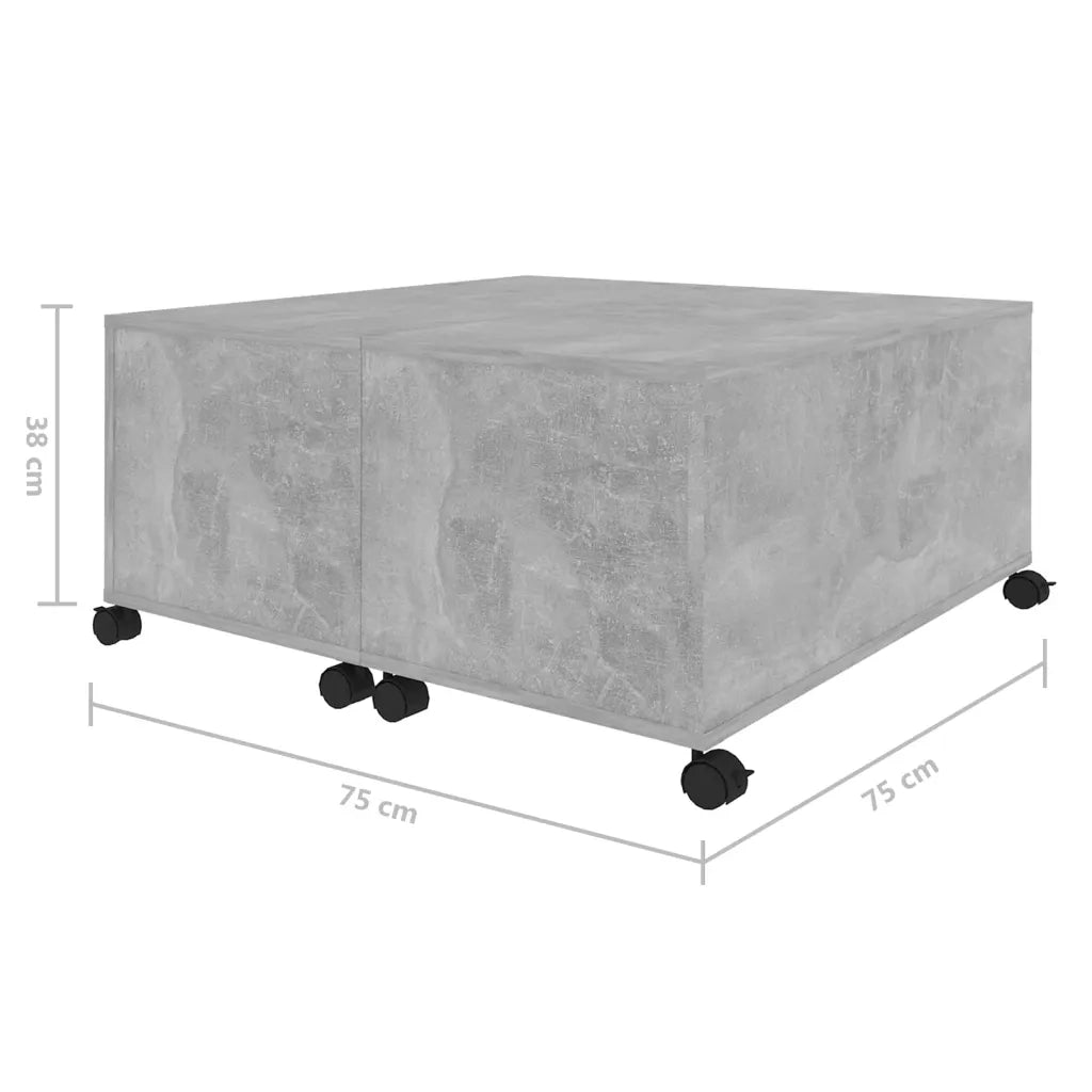 Tavolino da Salotto Grigio Cemento 75x75x38cm Legno Multistrato 806871