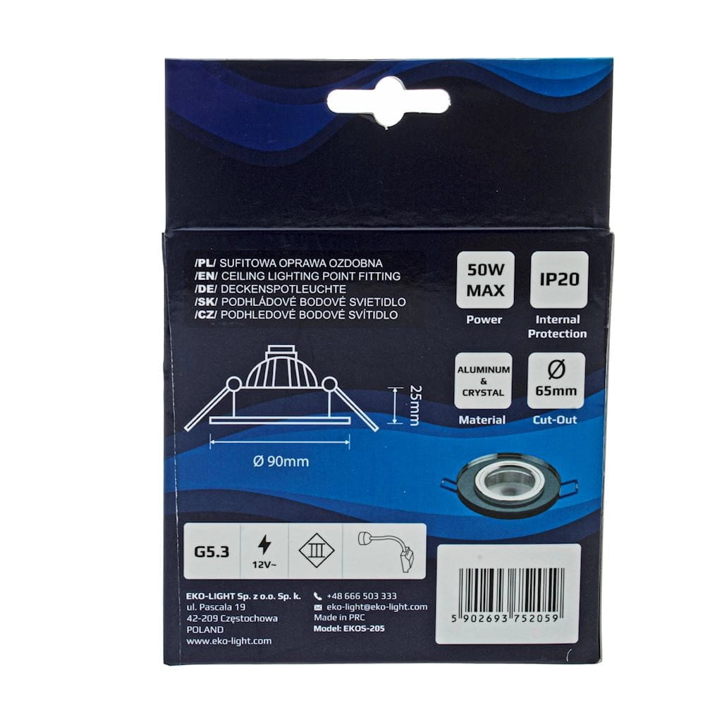 Faretto incasso tondo GU10 35W nero/cromo Eko-Light