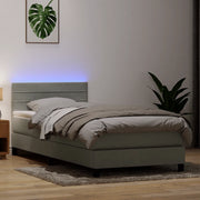 Letto a Molle con Materasso e LED grigio chiaro 90x210 cm Velluto 3316959