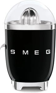 Smeg, spremiagrumi elettrico cjf11bleu, spremitura a pressione manuale, beccuccio antigoccia e cono universale, base antiscivolo, avvolgicavo integrato, 70w, nero