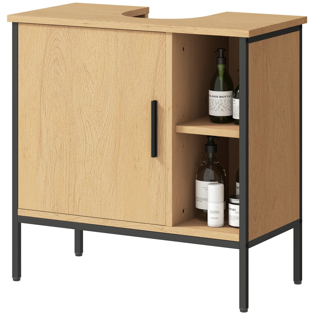 Mobiletto Sottolavabo con Anta e Ripiano Ajustabile ¨C Zephmum ¨C 60x30x59,5 cm Robe Bianco