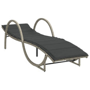 Lettino Prendisole | Sdraio da giardino | Lettino da sole con Cuscino Grigio 60x199x42cm in Polyrattan
