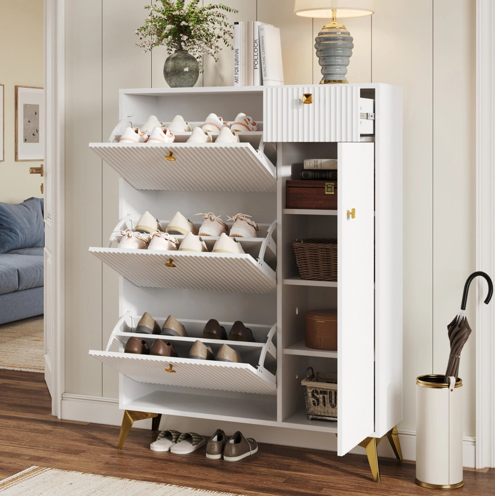 Armadio porta scarpe bianco con cassetto e anta