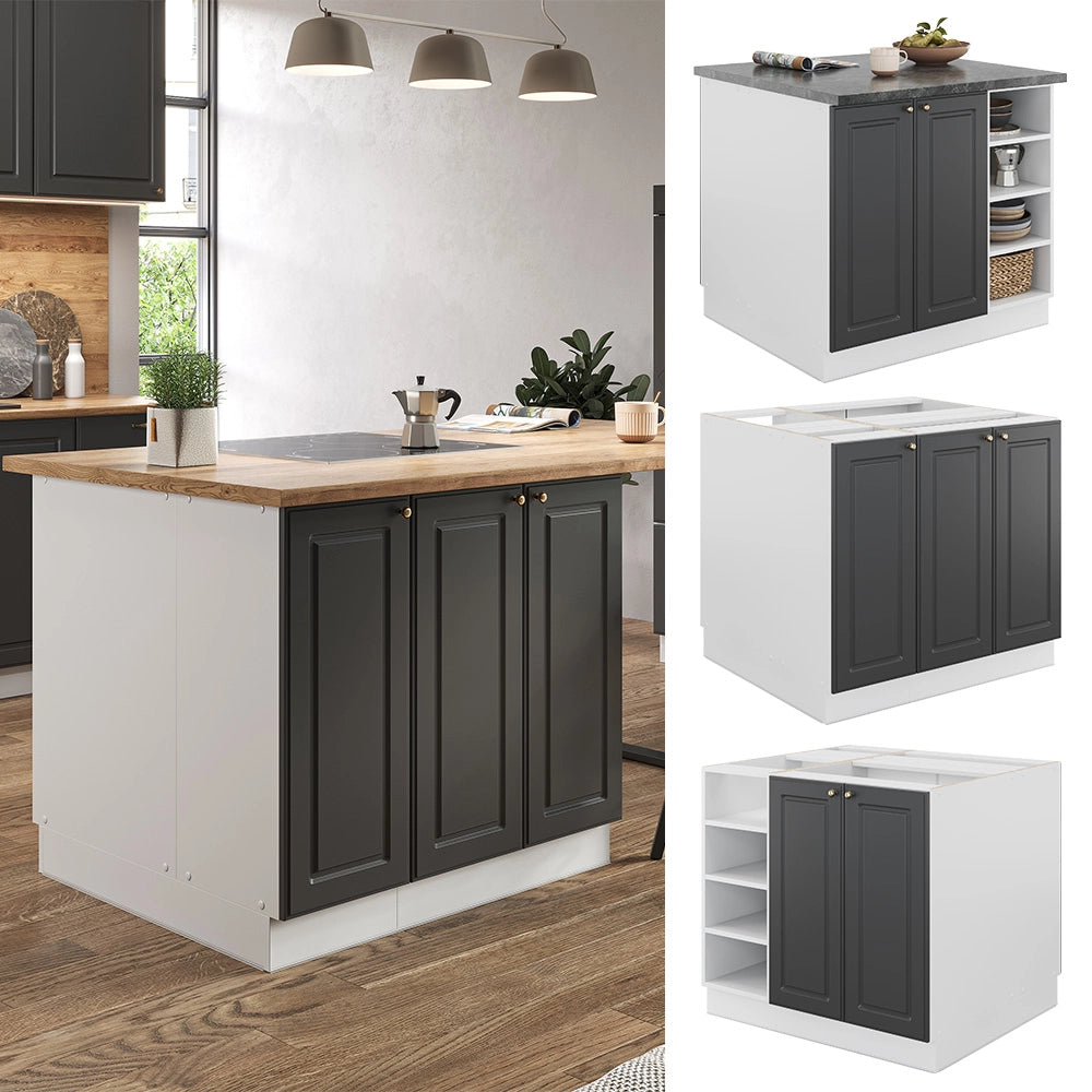Isola cucina Fame-Line Antracite-oro/Bianco 90 cm senza piano di lavoro Vicco