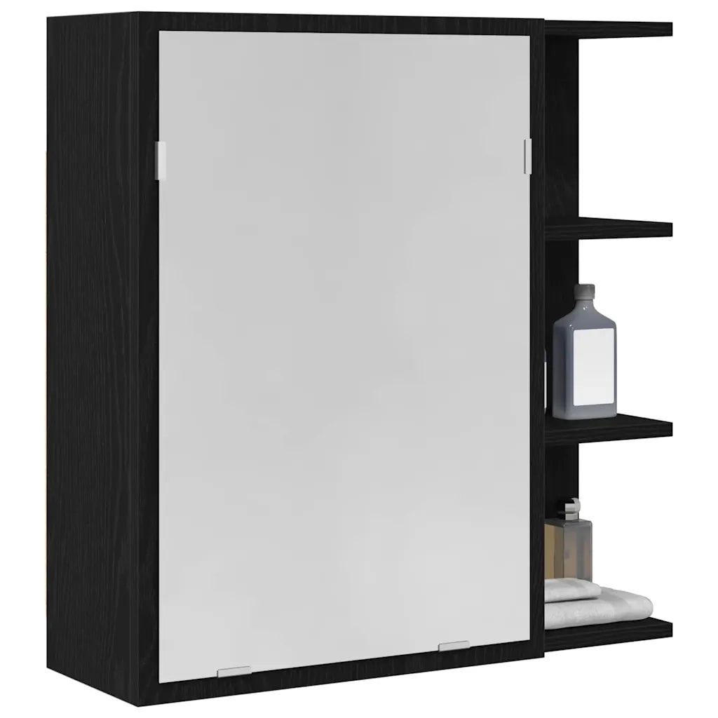 Mobiletto per specchio da bagno-Armadietto a Specchio da Bagno Rovere Nero 62,5 x 20,5 x 64 cm