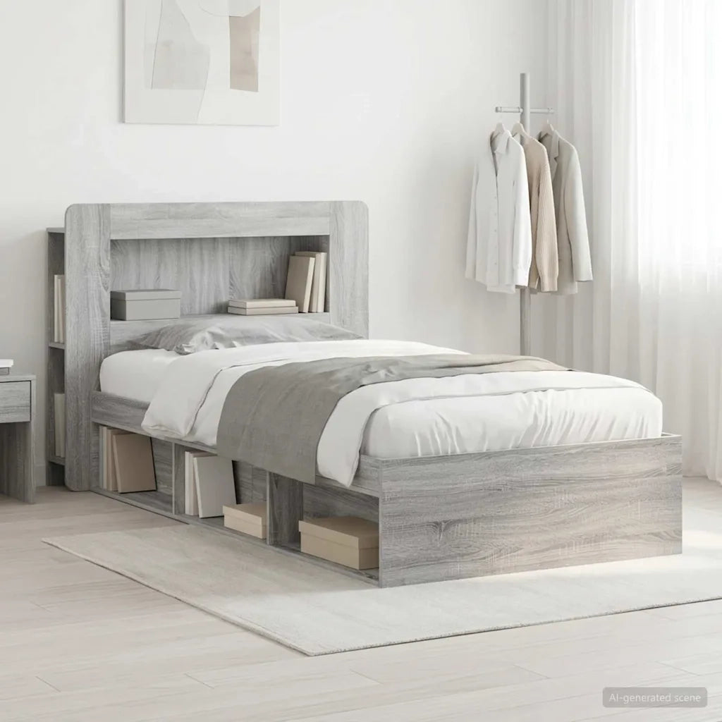 Telaio del letto con storage Sonoma grigio 100 x 200 cm