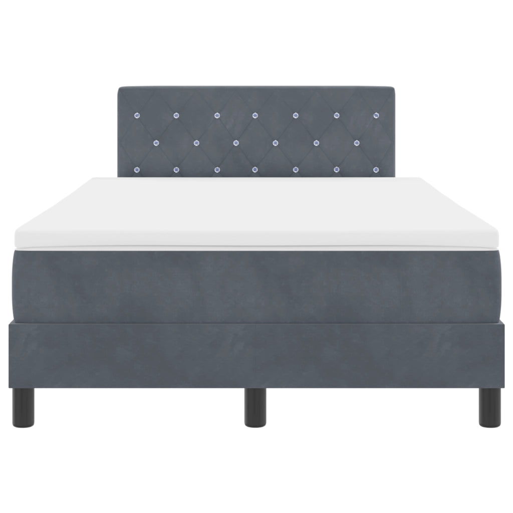 Letto Box Spring con Materasso Grigio Scuro 120x200 cm Velluto