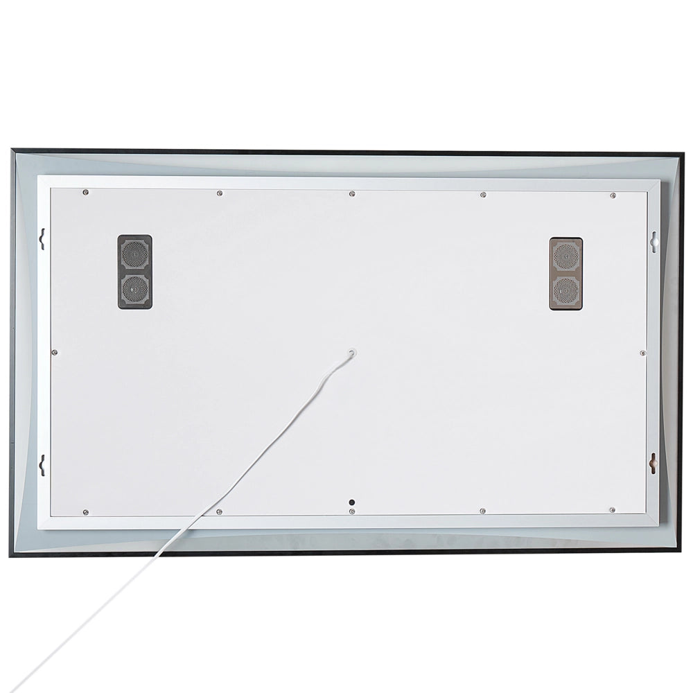 Specchio da bagno illuminato a LED rettangolare 100 x 60 cm Glamour con altoparlante Bluetooth Lente di ingrandimento