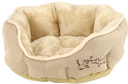 Letto per cani e gatti Sammy, forma ovoidale, dimensioni circa 45 x 40 x 14 cm, materiale polyester, colore beige
