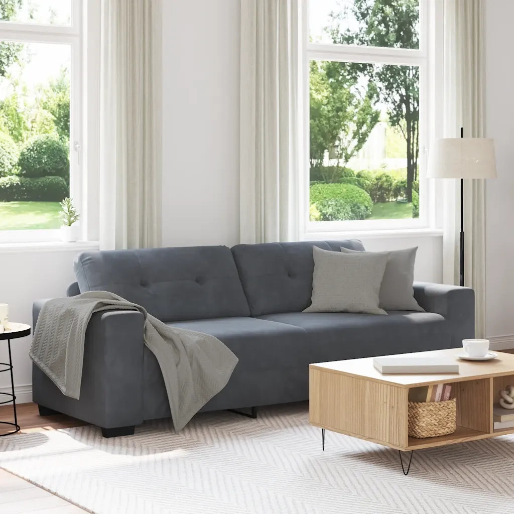 Divano a 3 posti Grigio Scuro 220x78x80 cm in Velluto 4105135