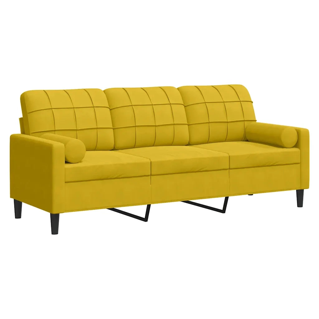 Divano | Divano da soggiorno | Sofa a 3 Posti con Cuscini Giallo 180 cm in Velluto