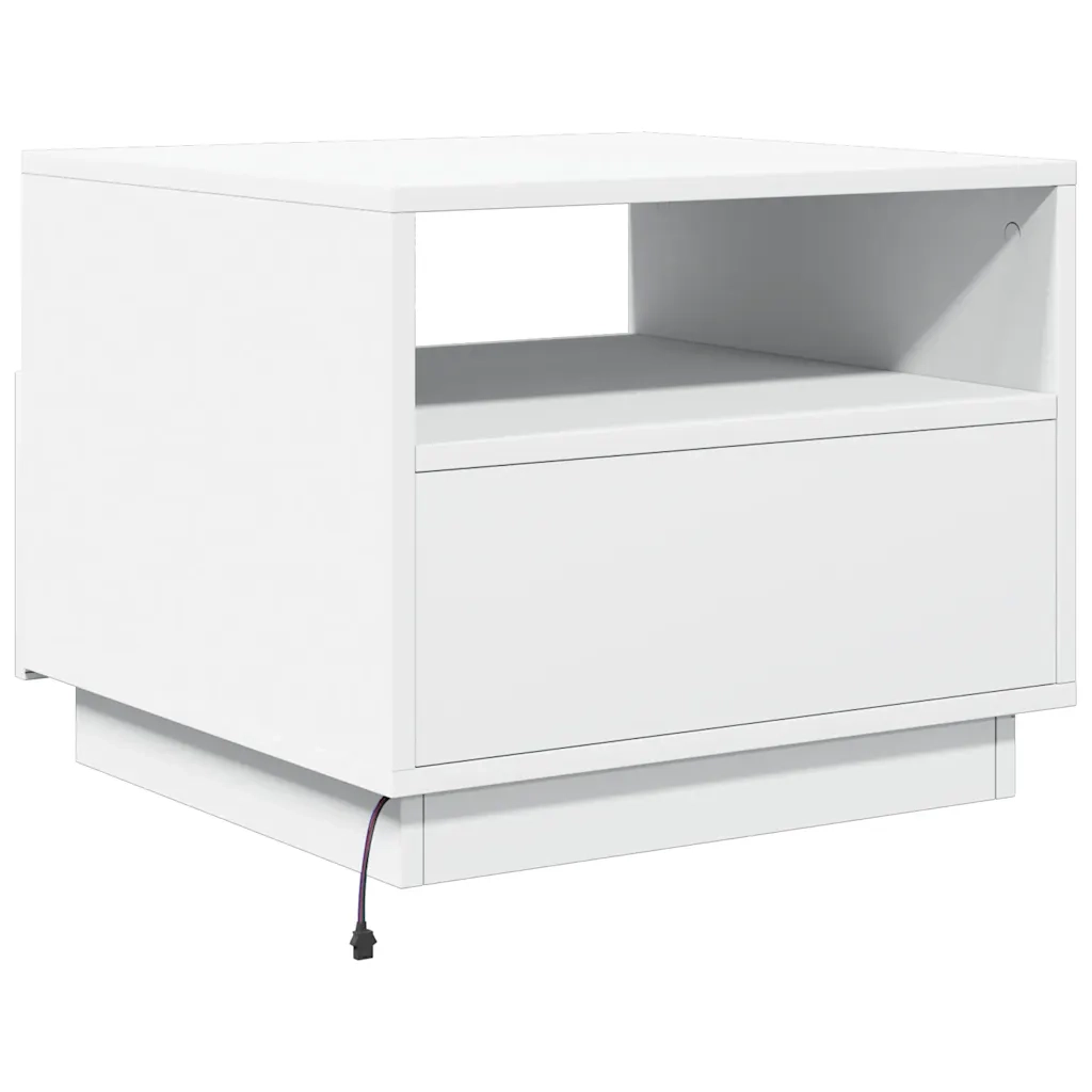 Tavolino da salotto | Tavolino da caff¨¨ | Tavolino da Soggiorno con Luci LED Bianco 50x49x40 cm