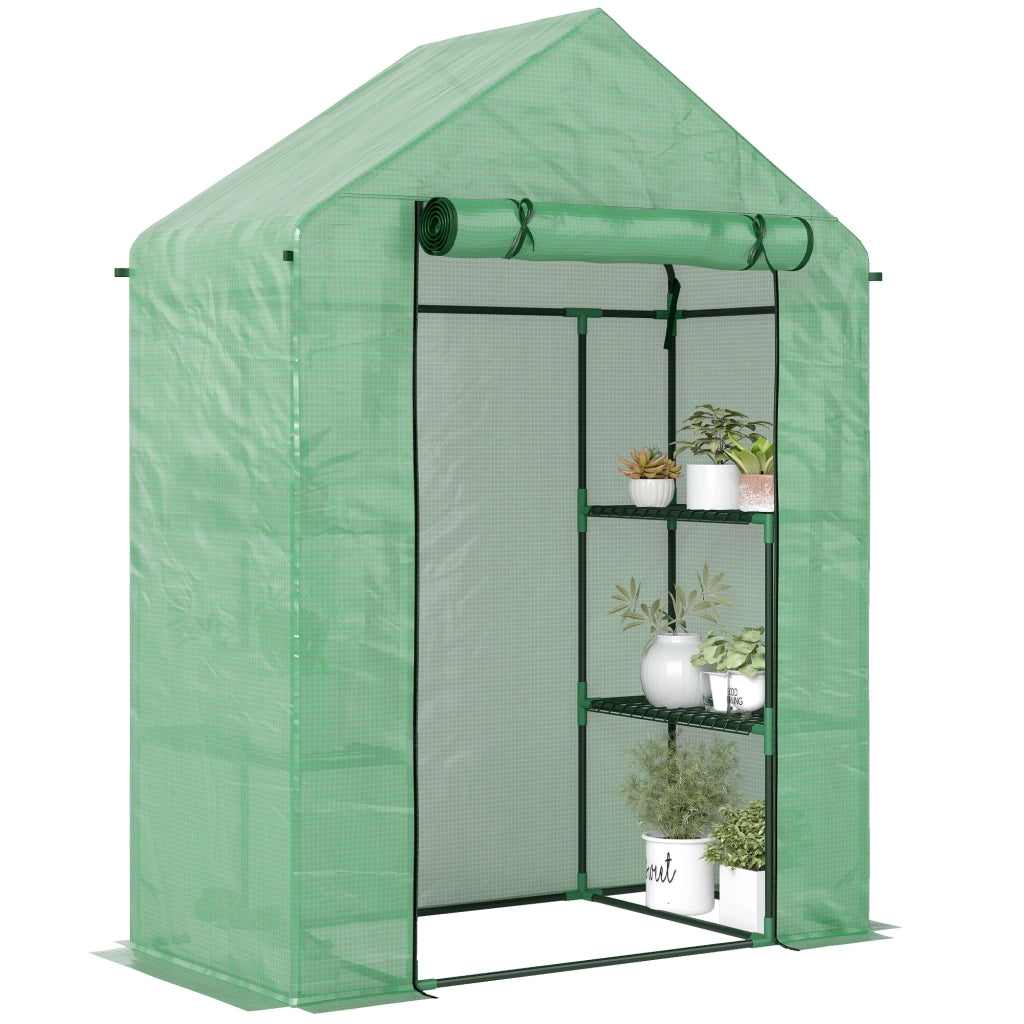 Serra da giardino con ripiani 3 livelli ¨C zephmum ¨C verde 141x72x191 cm