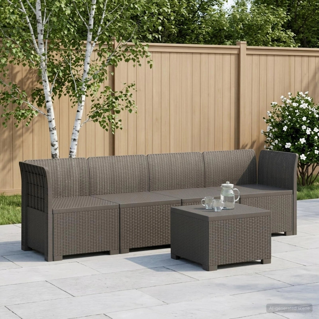Divano da Giardino a 4 Posti in Stile Rattan PP Grigio Chiaro 3443853