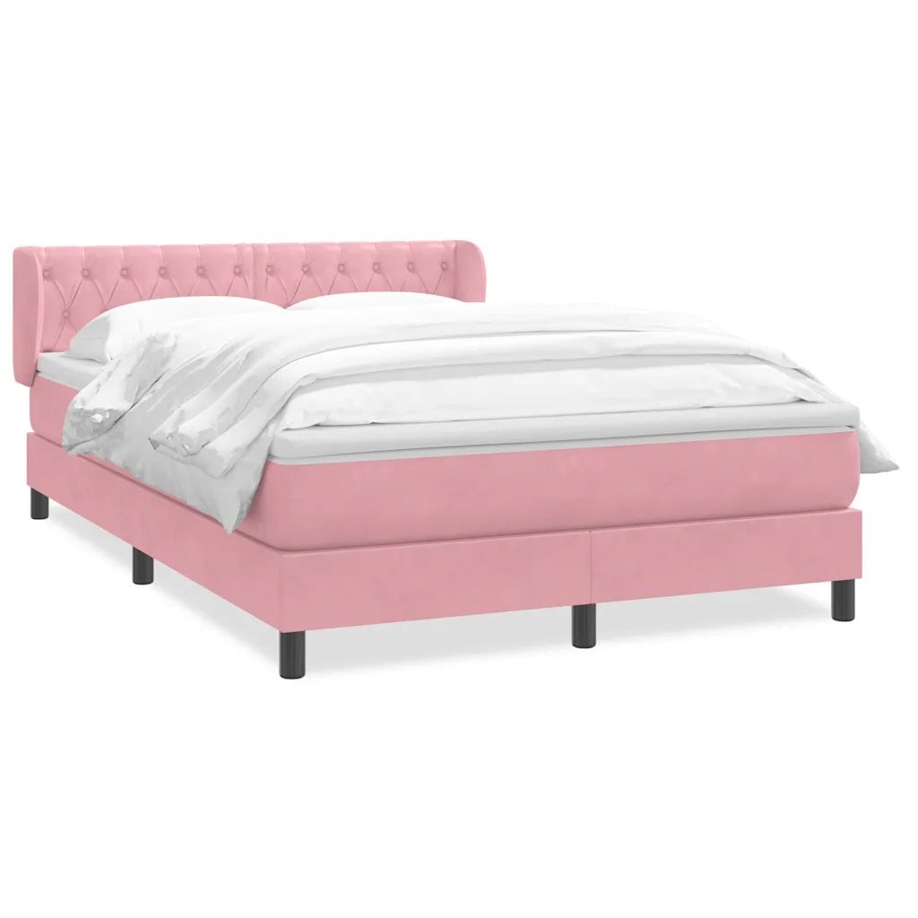 vidaXL Giroletto a Molle con Materasso Rosa 160x210 cm in Velluto