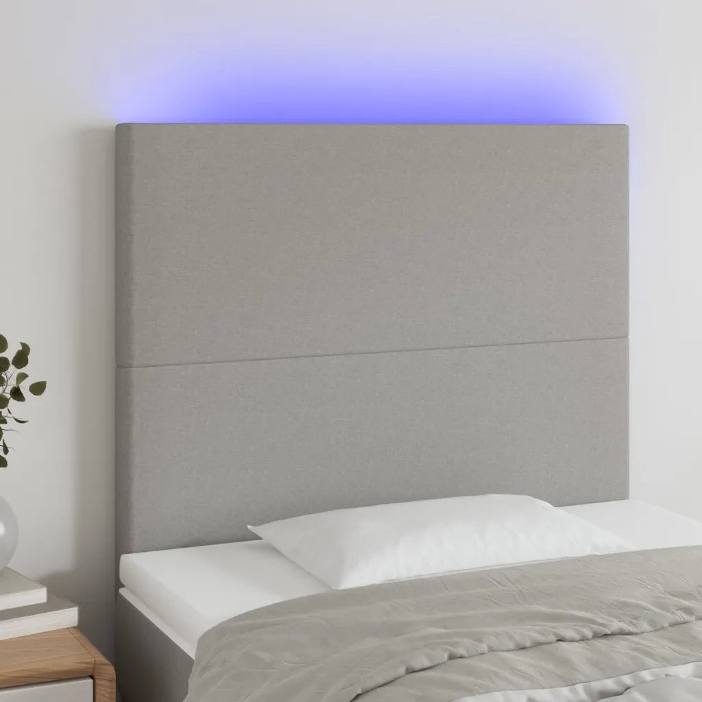 Testiera | Testata a LED Grigio Chiaro 90x5x118/128 cm in Tessuto