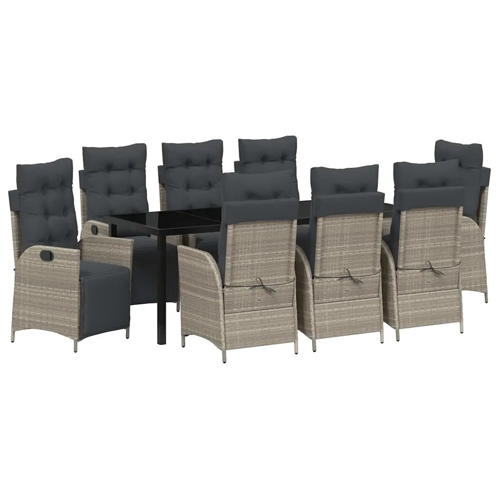 Set da Pranzo per Giardino 9 pcs Grigio chiaro polyrattan 3380574