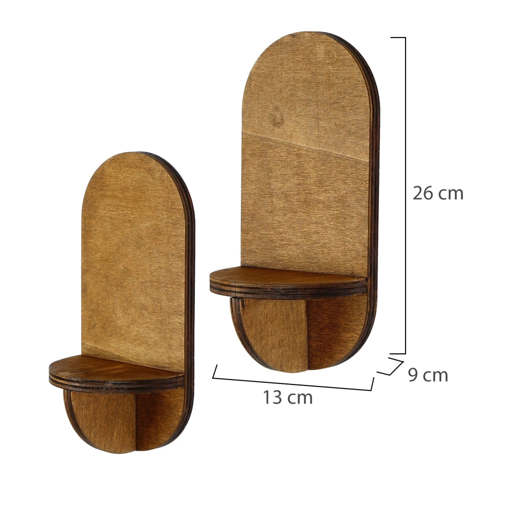 Buccheri, Mensola 2 Ripiani, 13x9x26h cm Marrone Naturale