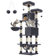 Grande albero per gatti con torre da gioco 206 cm grigio chiaro 12_0005987
