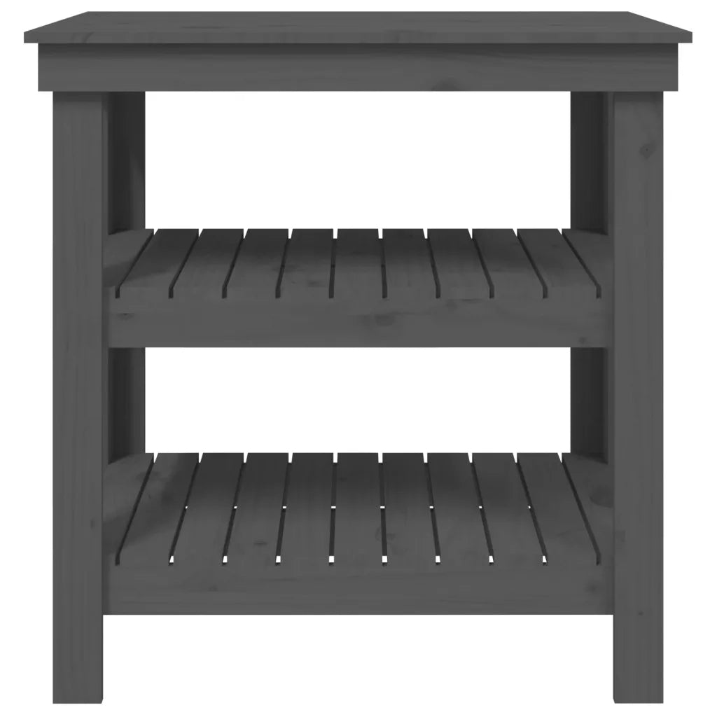 Banco da Lavoro Grigio 78,5x50x80 cm in Legno Massello di Pino 823641