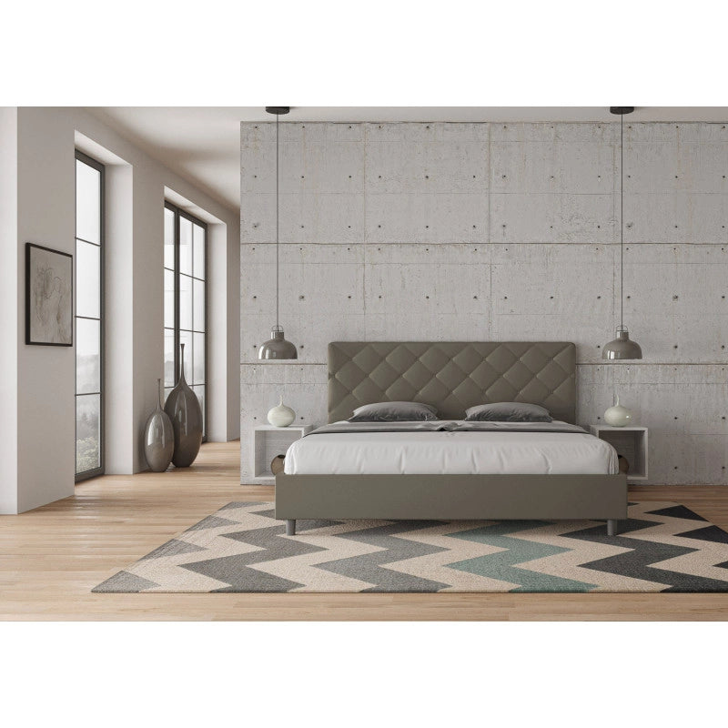 Letto imbottito Matrimoniale 180x210 cm Priya - Similpelle,Cappuccino,Contenitore