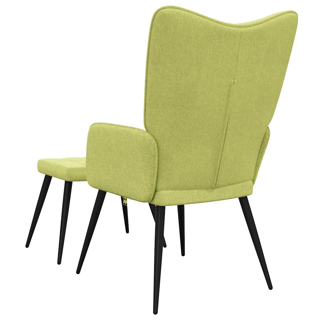 vidaXL Sedia Relax con Sgabello Verde in Tessuto