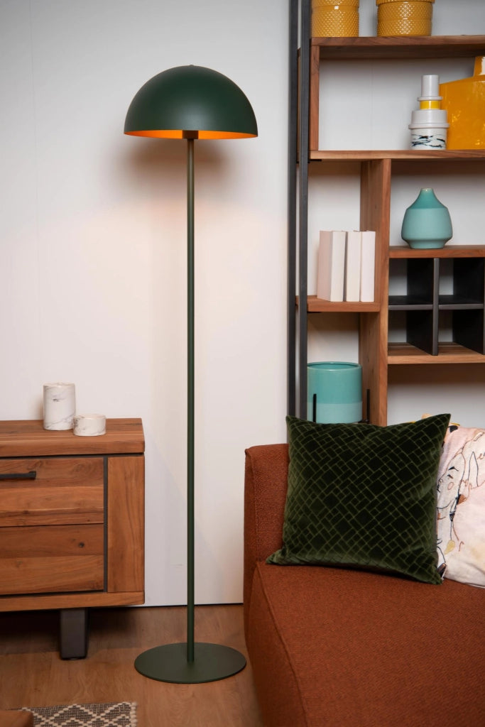 Lampada da terra industriale SIEMON verde metallo E27 Lucide