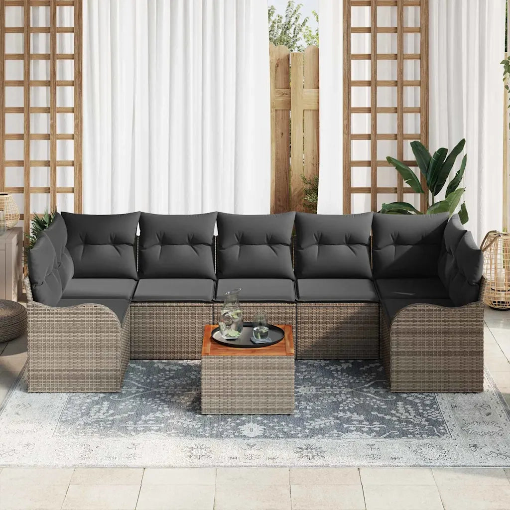 Set Divano da Giardino 8 pcs Grigio polyrattan 3356088