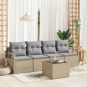 Set di divani con cuscino 5 pcs Beige e grigio polyrattan 3354919