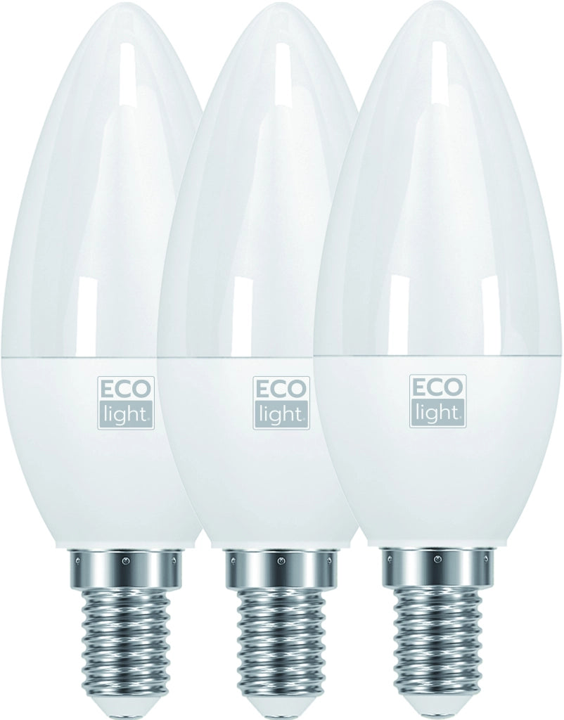 Ecolight LAMPADA A LED CANDELA E14 3 PZ. luce fredda 6 W 20.00 confezioni